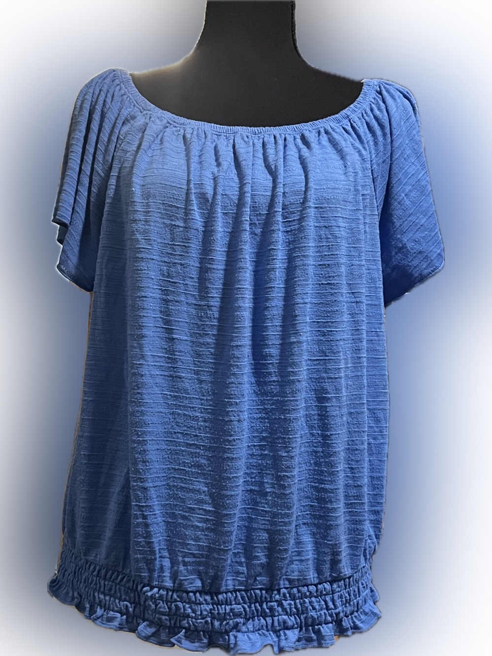 Style & Co. Cornflower Blue Textured Off-Shoulder Tunic